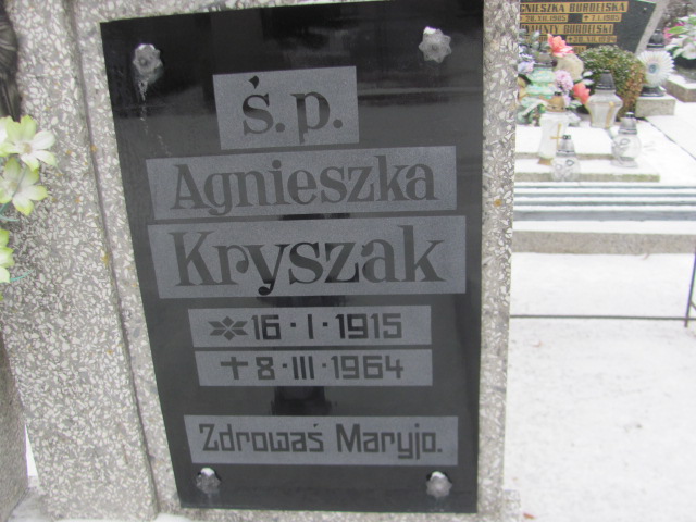 Agnieszka Kryszak 1915 Wągrowiec klasztorny - Grobonet - Wyszukiwarka osób pochowanych